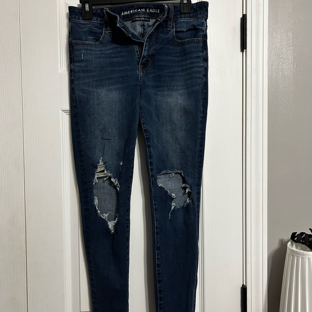 American Eagle Outfitters Women's Distressed Blue Skinny Jeans